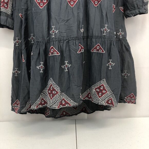 Johnny Was 3J Workshop Gray Embroidered Silk Womens Medium Boho Peasant Dress M - Picture 10 of 16